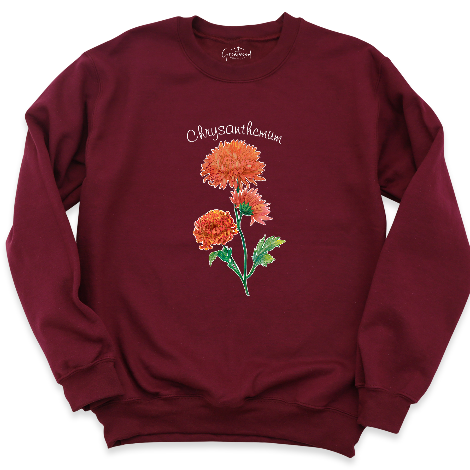Chrysanthemum Sweatshirt Red - Greatwood Boutique