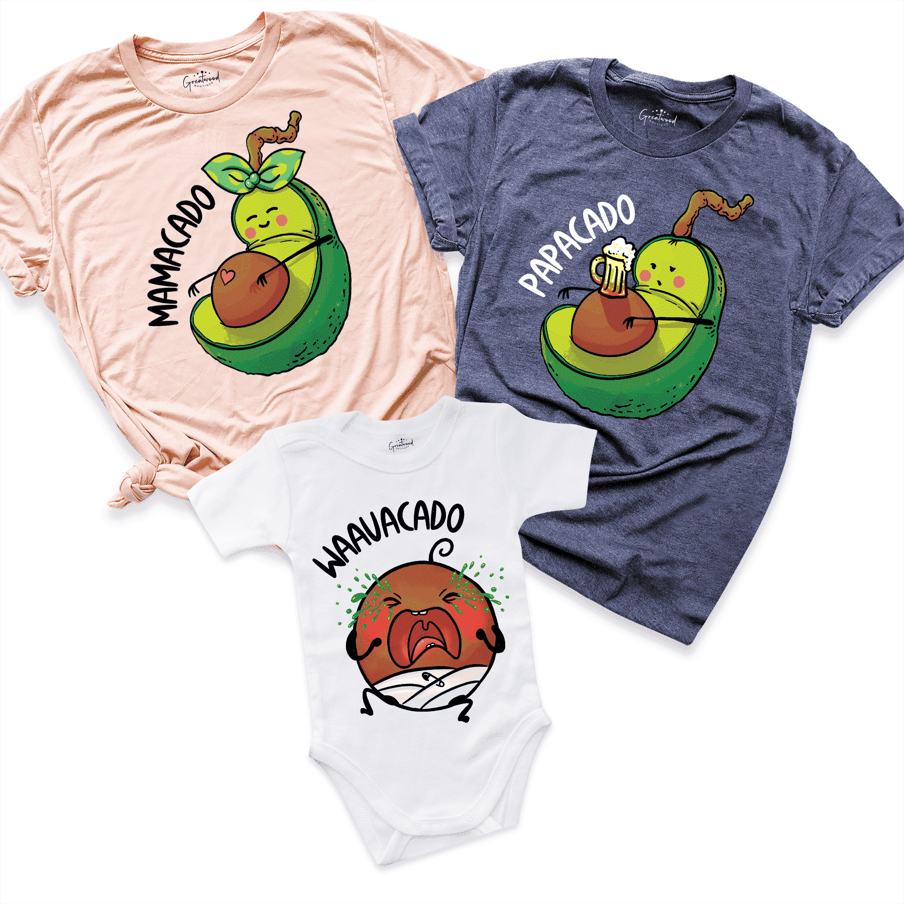 Matching Avocado Family Shirt Peach - Greatwood Boutique