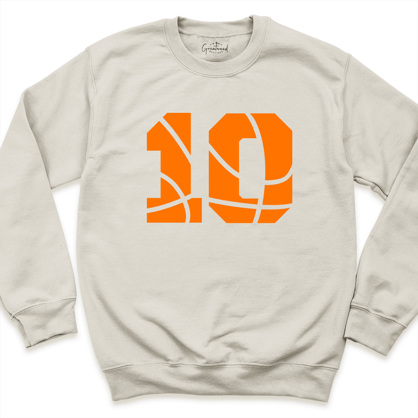 Custom Basketball Number Sweatshirt Sand - Greatwood Boutique