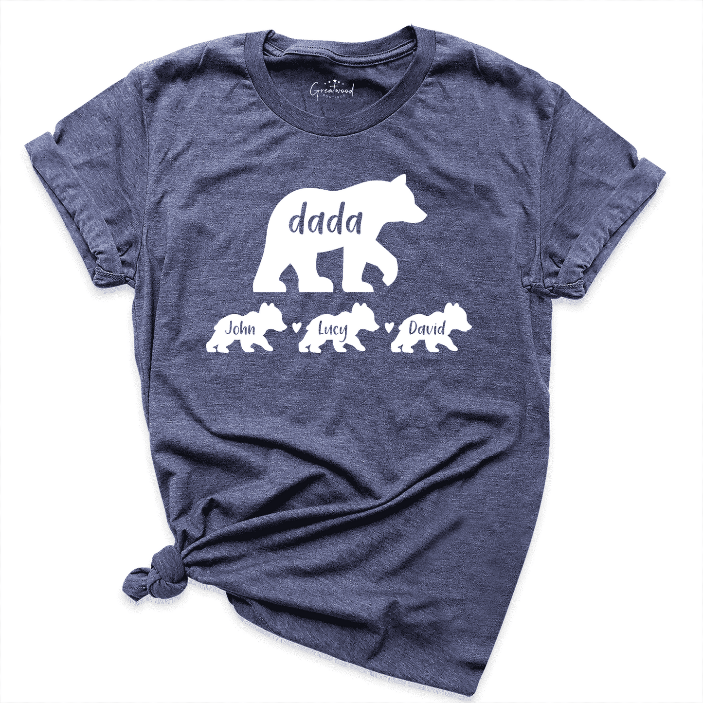 Personalized Dada and Kids Bear Shirt Navy - Greatwood Boutique