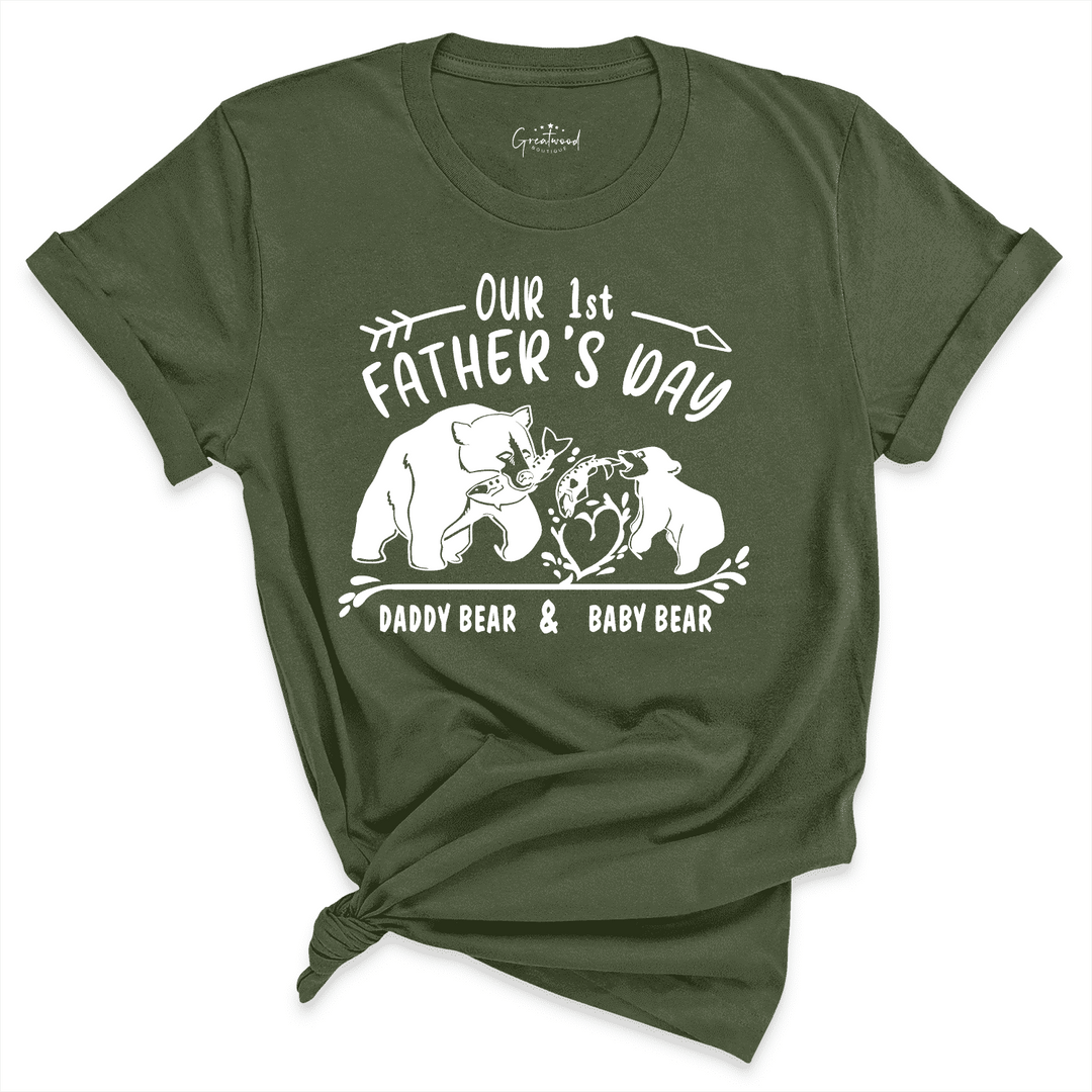 Our First Fathers Day Bear Shirt Green - Greatwood  Boutique