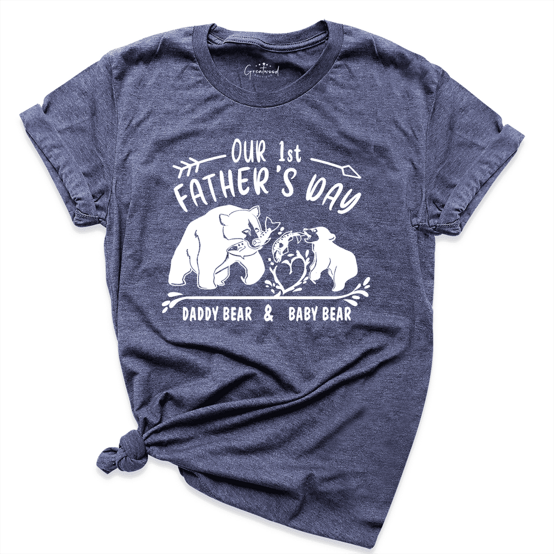 Our First Fathers Day Bear Shirt Navy - Greatwood  Boutique