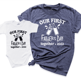 First Father's Day Together Shirt Navy - Greatwood Boutique 