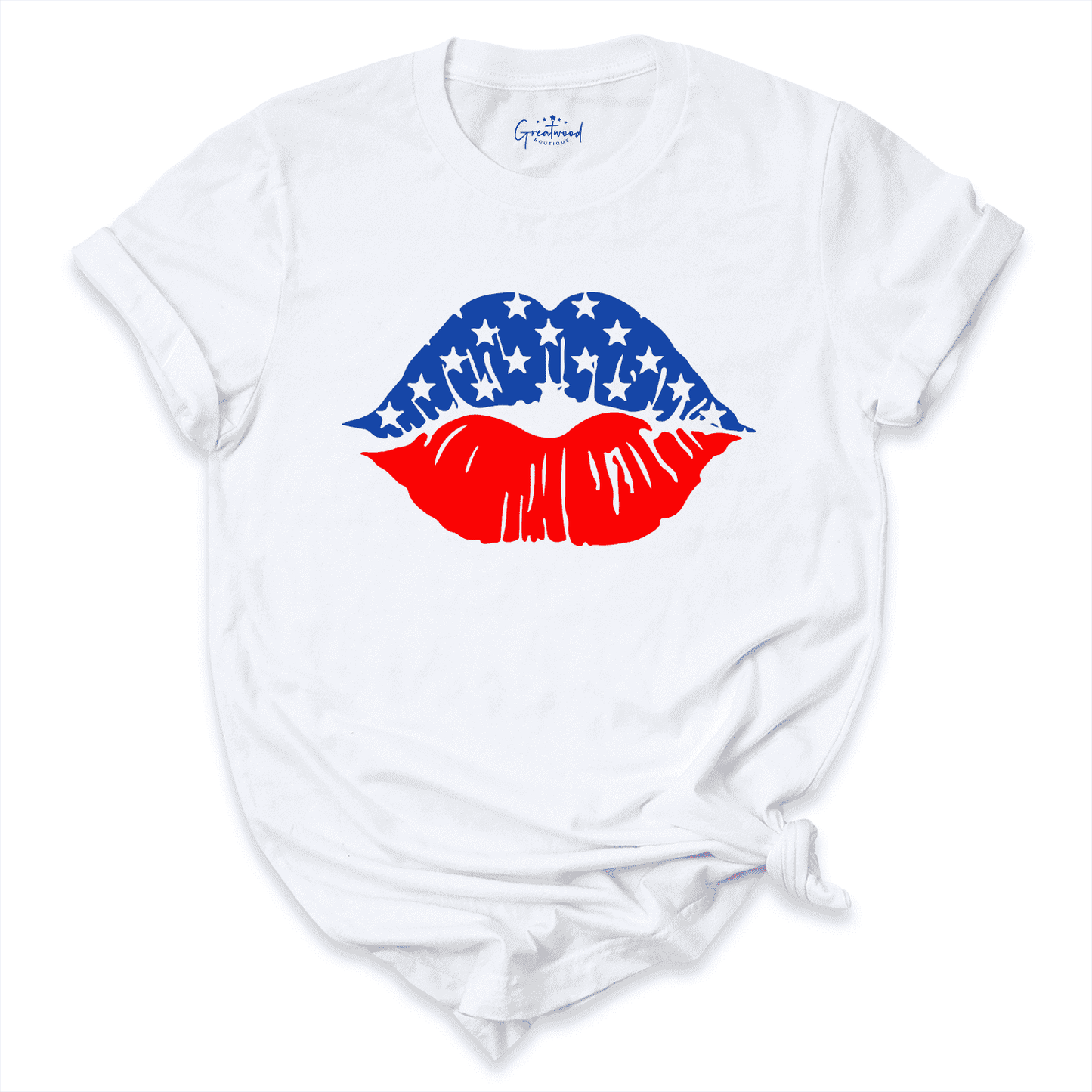Usa Flag Lips Shirt White - Greatwood Boutique