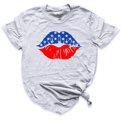 Usa Flag Lips Shirt Grey - Greatwood Boutique