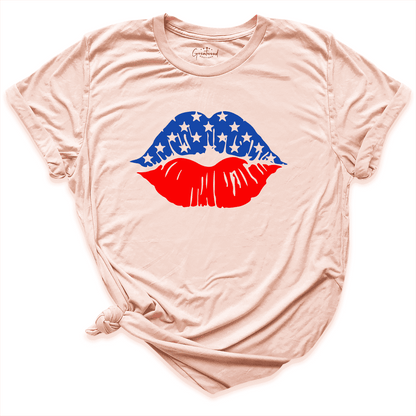Usa Flag Lips Shirt Peach - Greatwood Boutique