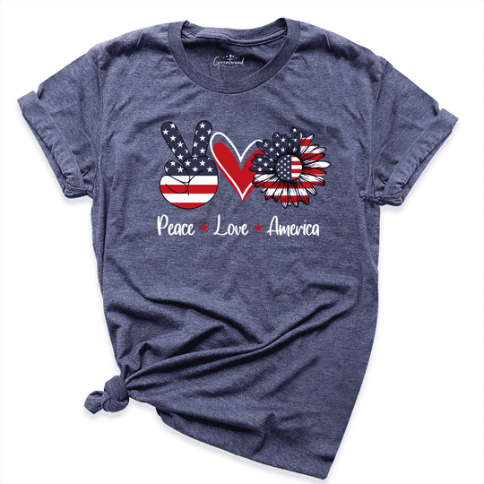 Peace Love America Shirt Navy -Greatwood Boutique