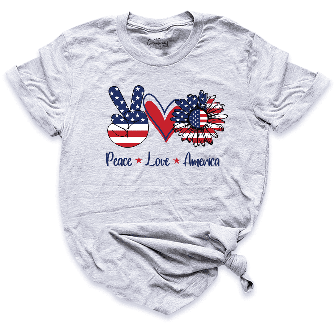 Peace Love America Shirt Grey -Greatwood Boutique