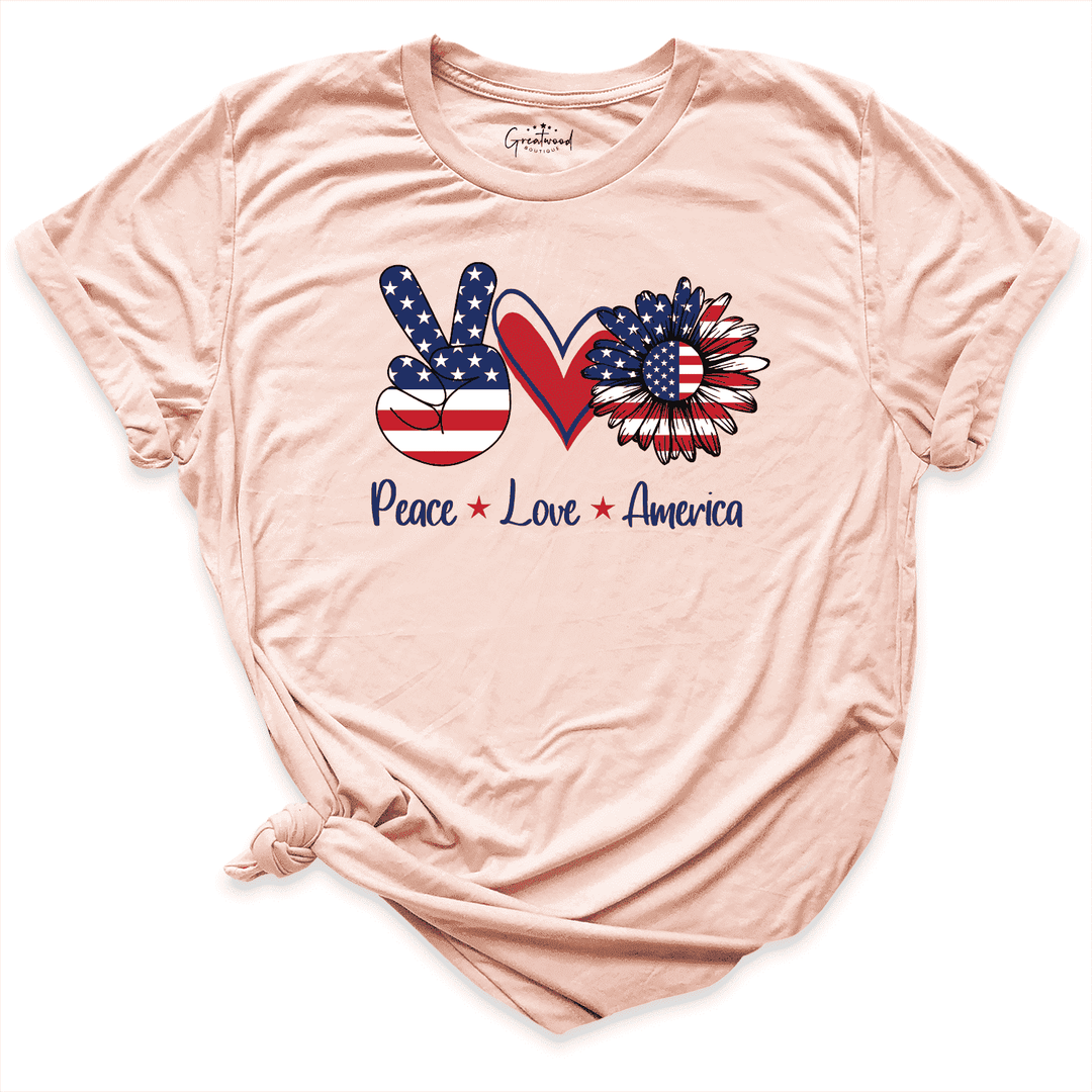 Peace Love America Shirt Peach - Greatwood Boutique