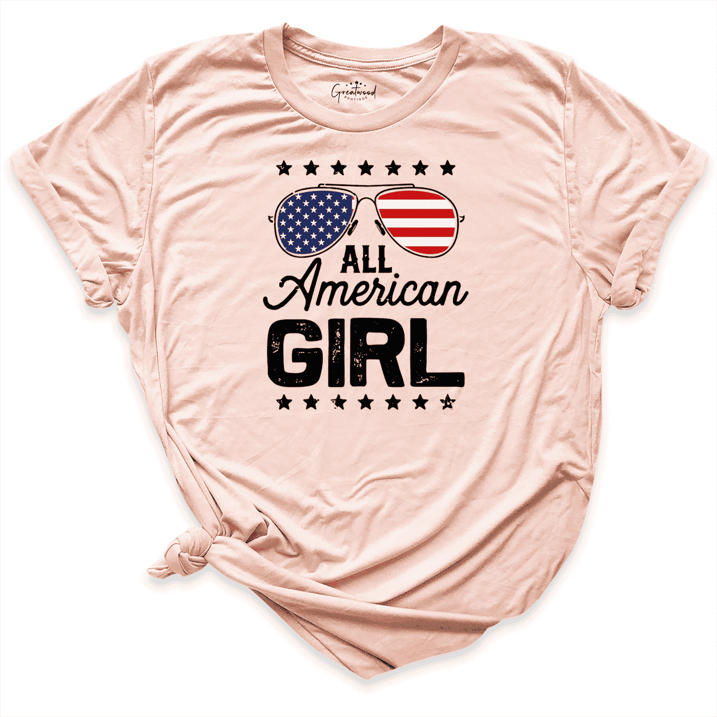 All American Girl Shirt Peach - Greatwood Boutique