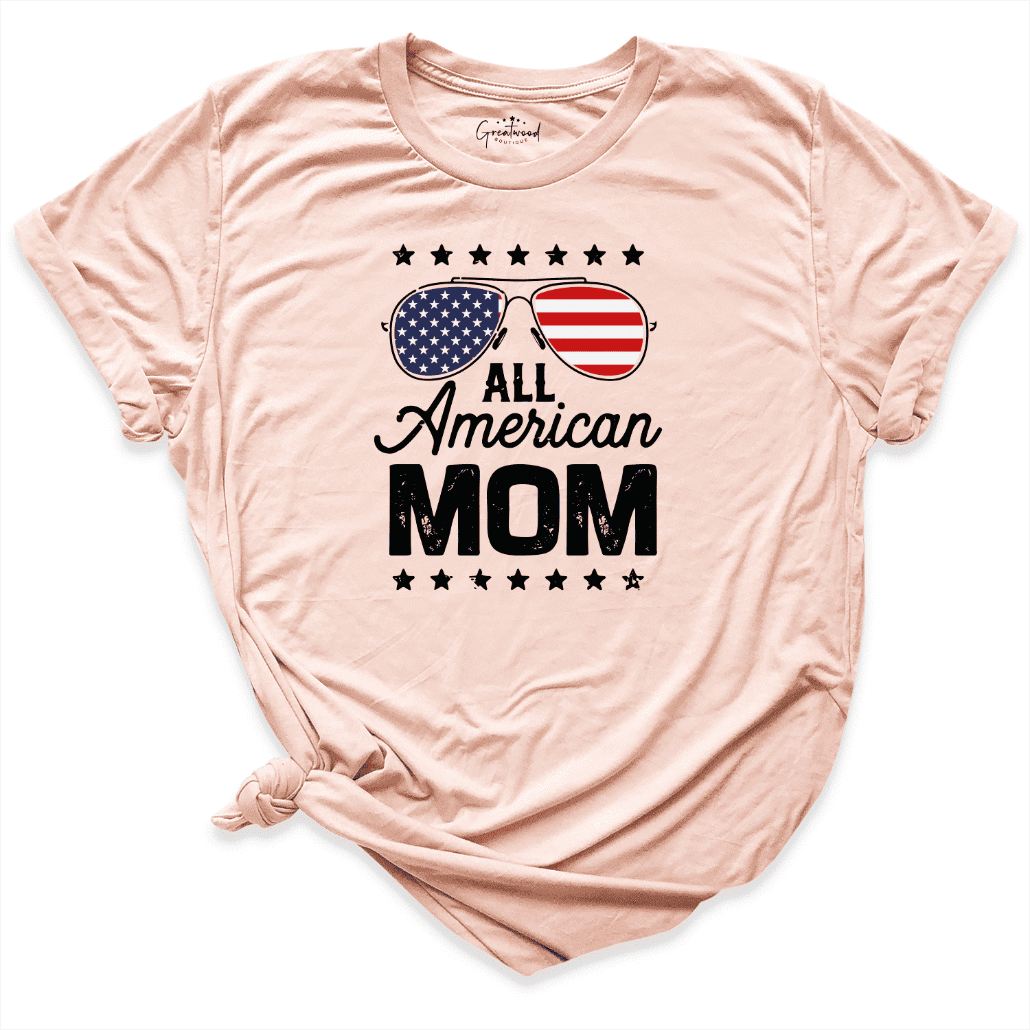 All American Mom Shirt Peach - Greatwood Boutique