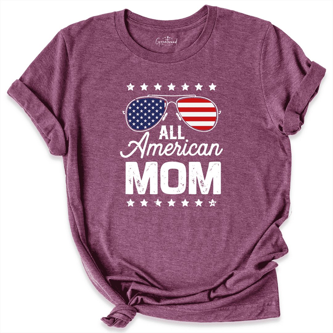 All American Mom Shirt Maroon - Greatwood Boutique
