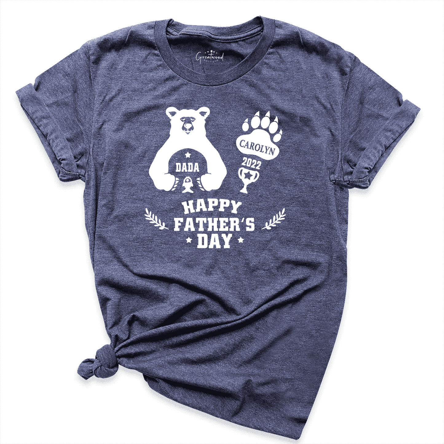 Our First Fathers Day Custom Bear Shirt Navy - Greatwood Boutique