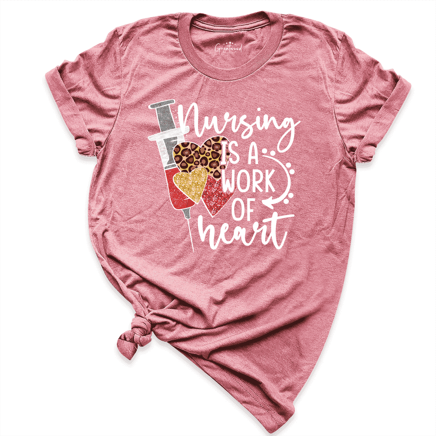 Leopard Heart Nurse Shirt Mauve - Greatwood Boutique