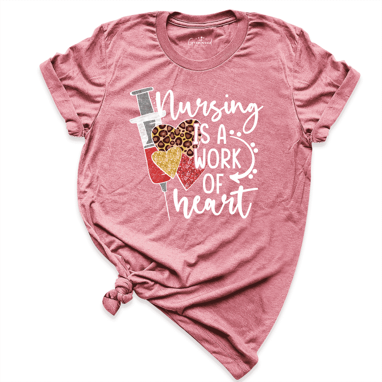 Leopard Heart Nurse Shirt Mauve - Greatwood Boutique