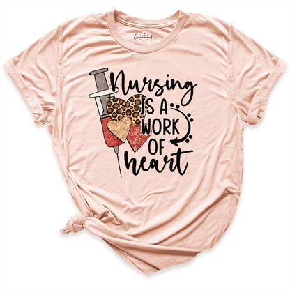 Leopard Heart Nurse Shirt Peach - Greatwood Boutique