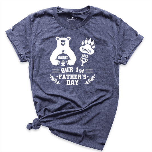 Custom Happy Fathers Day Bear Shirt Navy - Greatwood Boutique