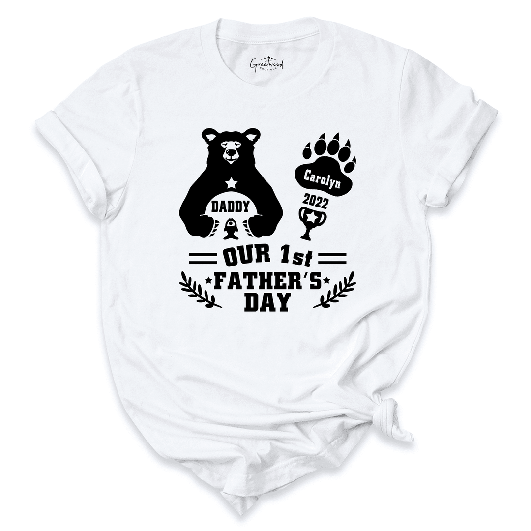 Custom Happy Fathers Day Bear Shirt White - Greatwood Boutique