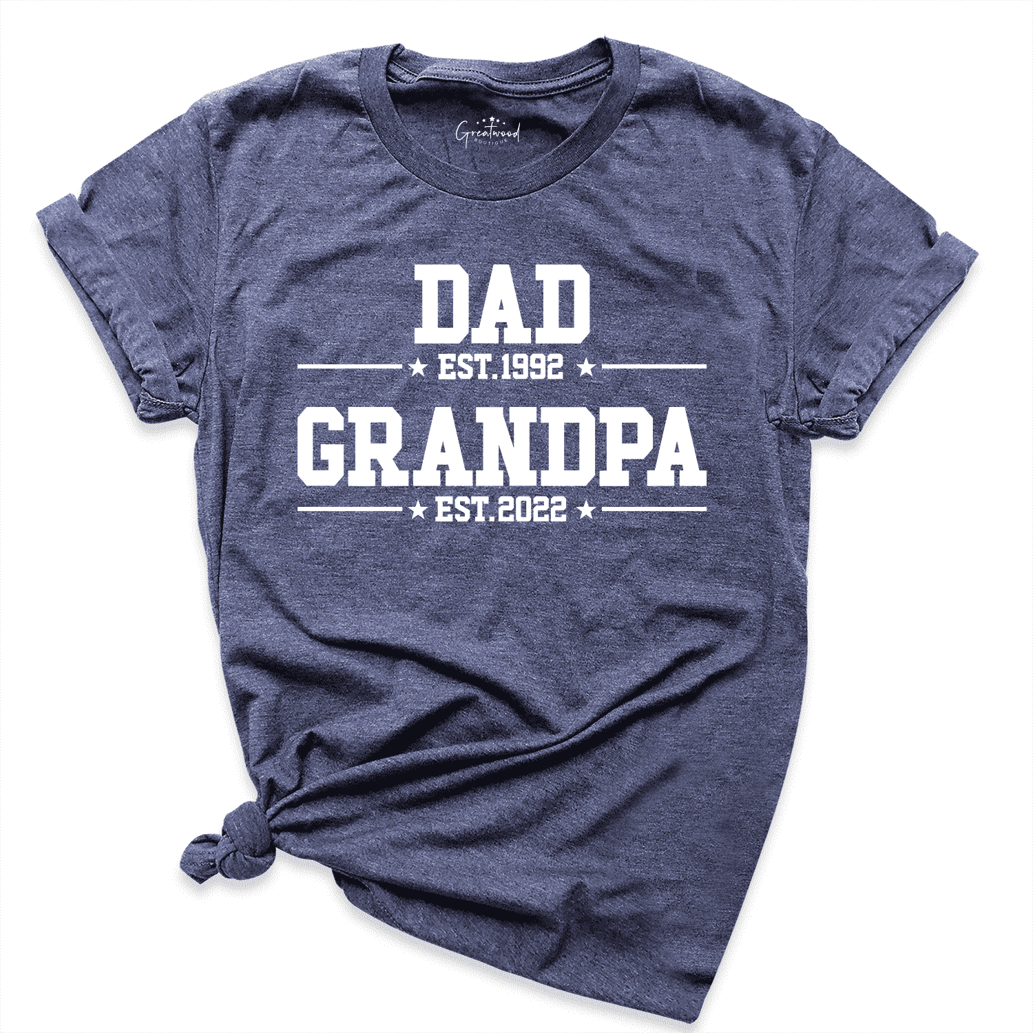 Dad Est Grandpa Est Shirt Navy - Greatwood Boutique
