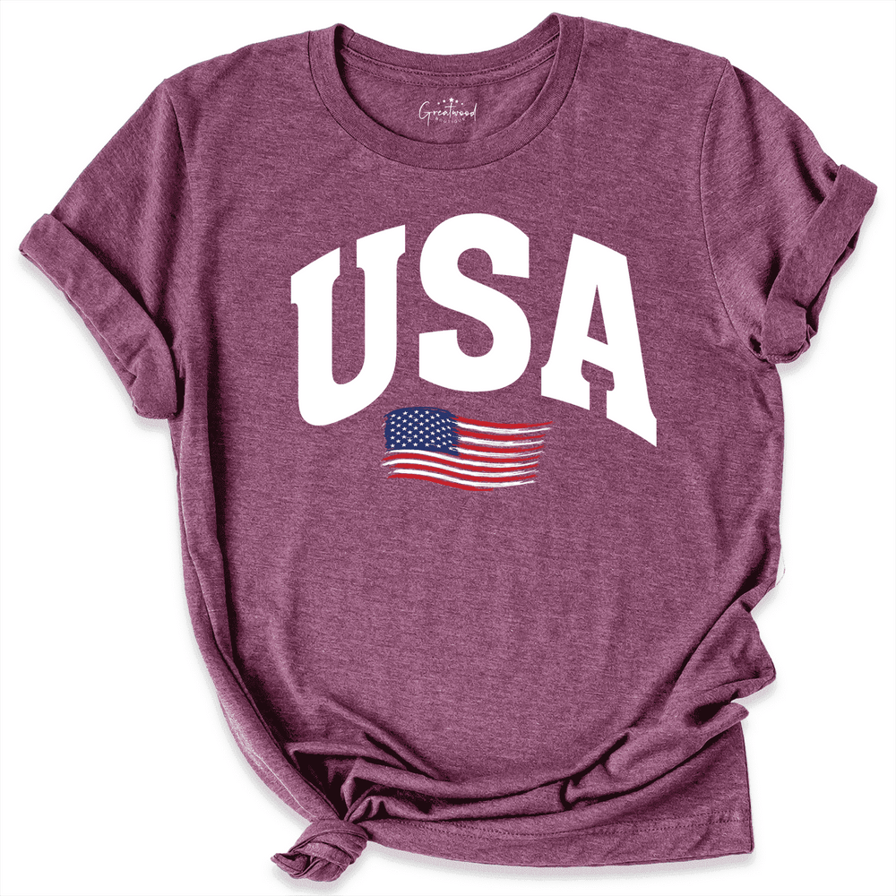 USA Flag Shirt Maroon - Greatwood Boutique