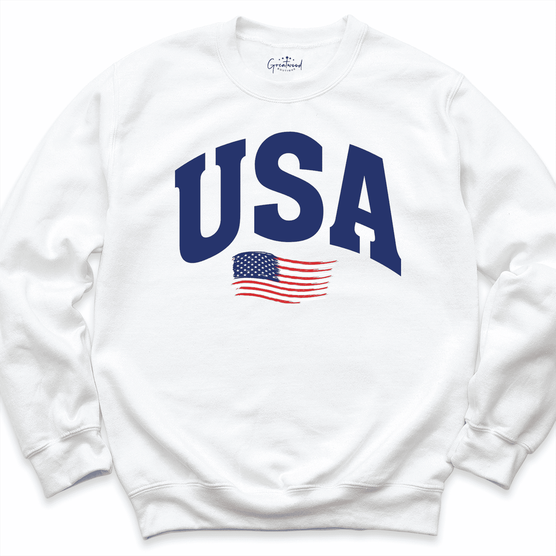USA Flag Shirt White - Greatwood Boutique