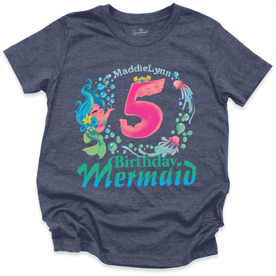 Mermaid Birthday Girl Shirt Navy - Greatwood Boutique
