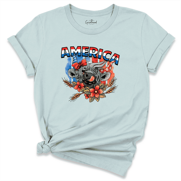 America Cow Shirt Blue - Greatwood Boutique
