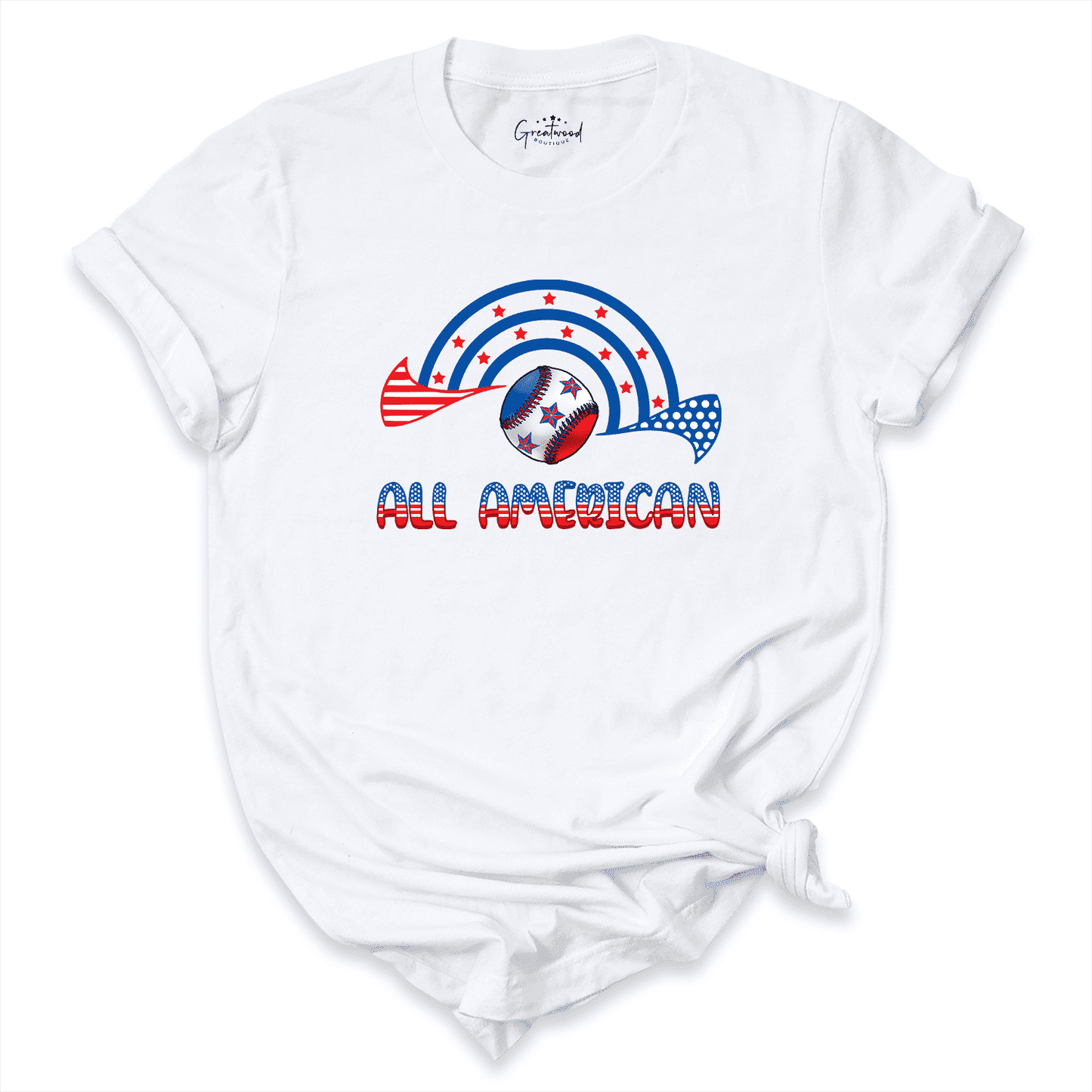 All American Baseball Shirt White - Greatwood Boutique