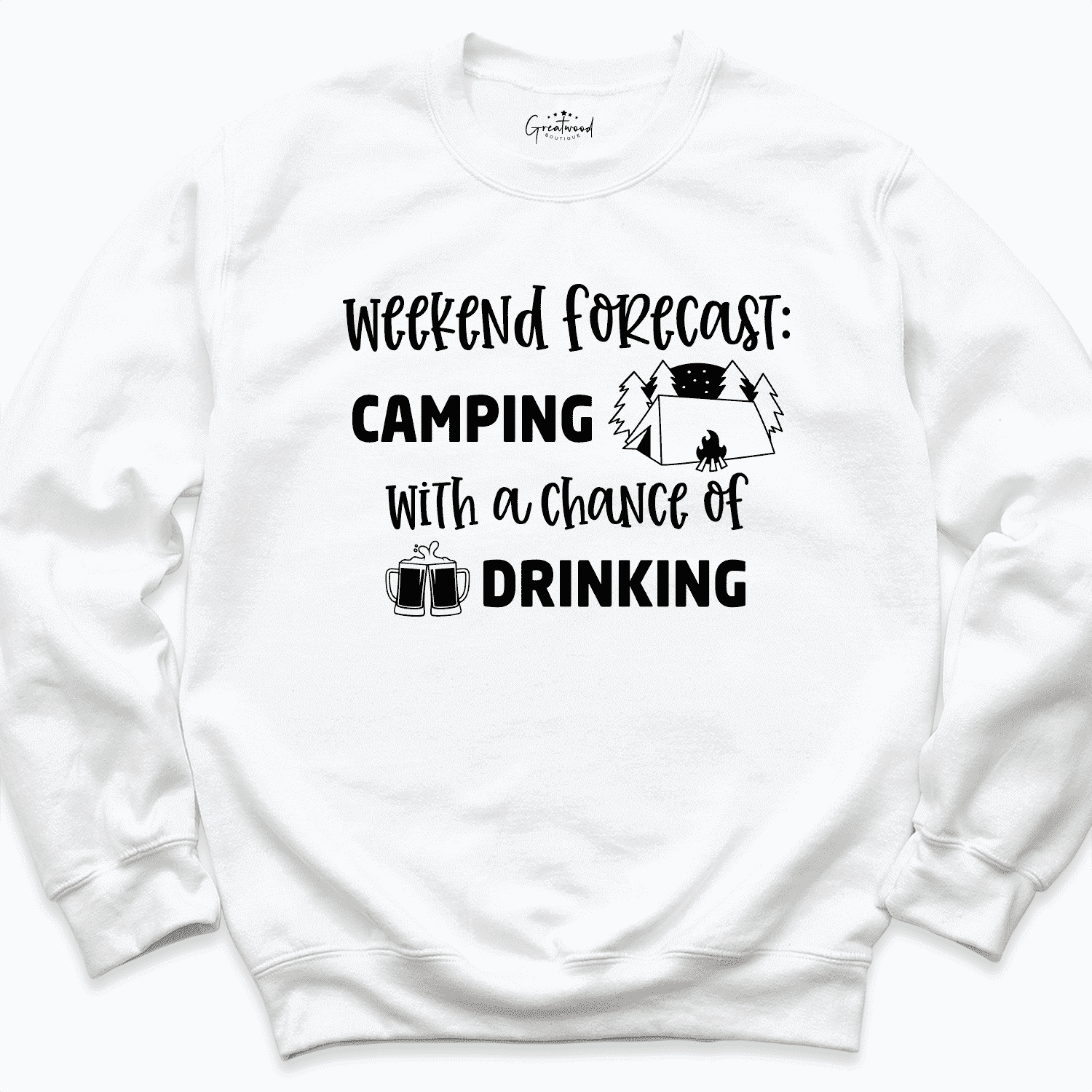 Weekend Forecast Camping Sweatshirt White - Greatwood Boutique