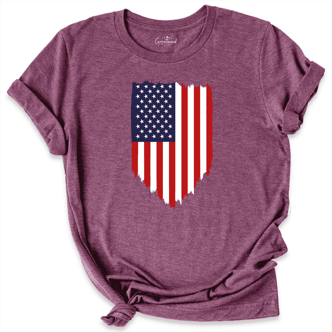 USA Flag Shirt Maroon - Graetwood Boutique