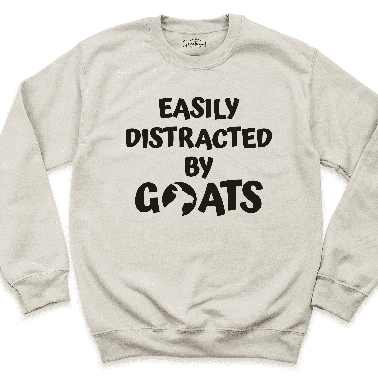 Easily Distracted By Goats Sweatshirt Sand - Greatwood Boutique