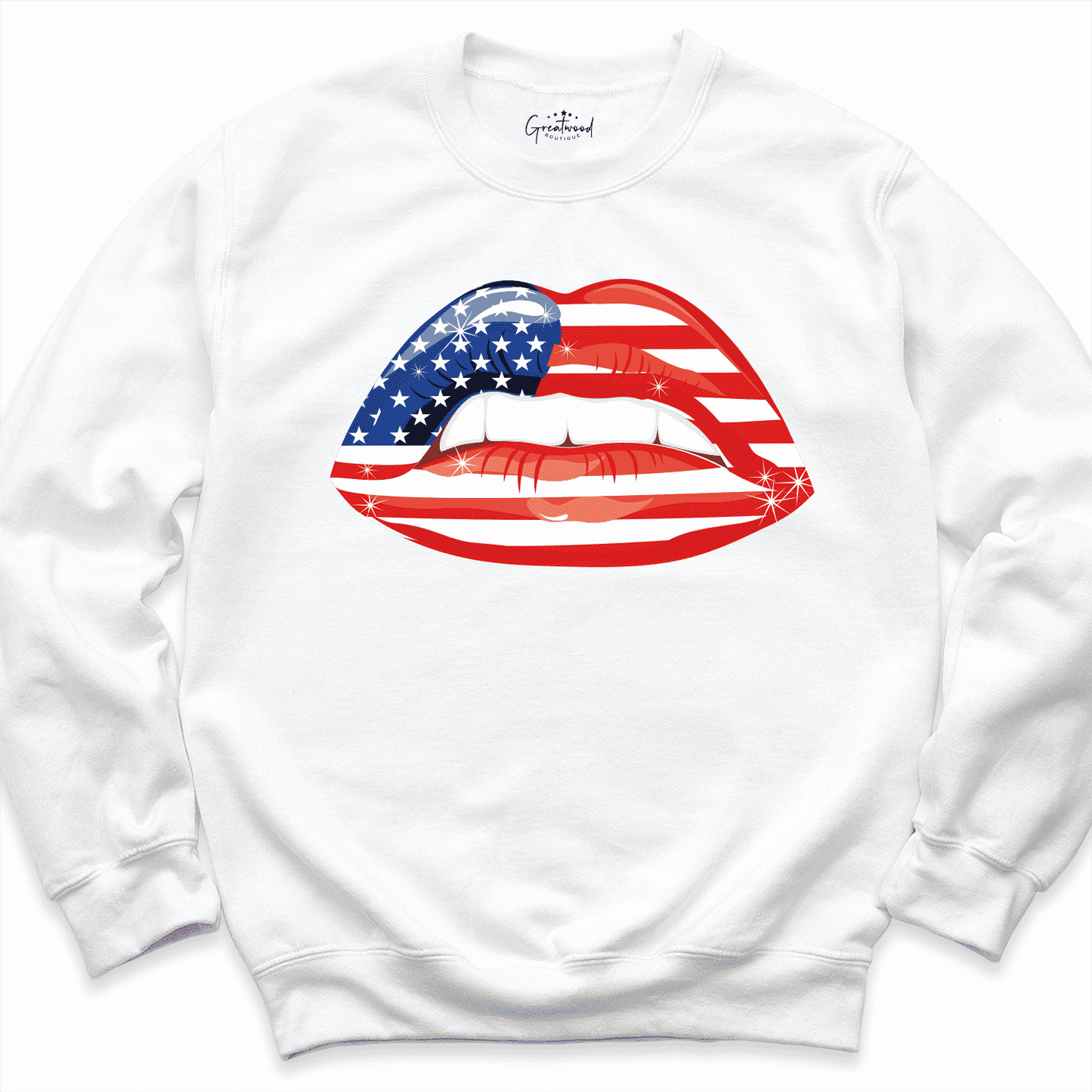 American Lips Kiss Shirt White - Greatwood Boutique