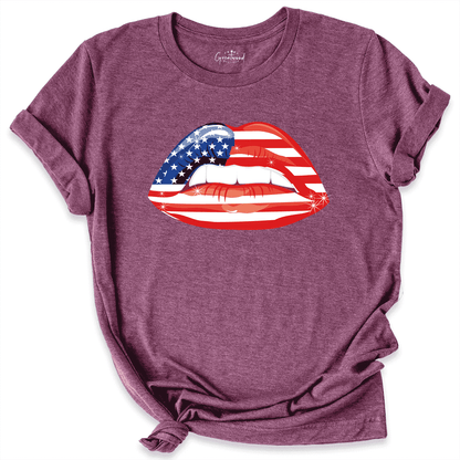 American Lips Kiss Shirt Maroon - Greatwood Boutique