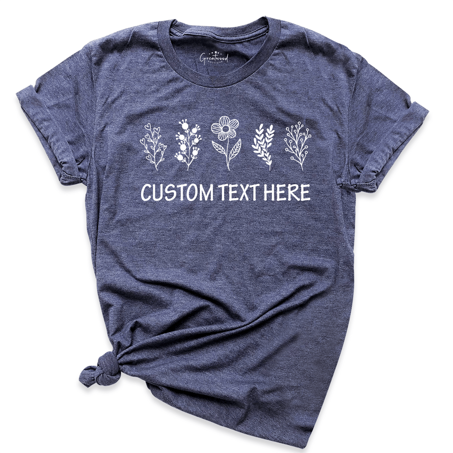 Custom Text Shirt Navy - Greatwood Boutique