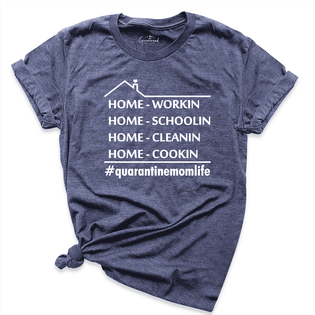Home Working Corona Mom Shirt Navy - Greatwood Boutique