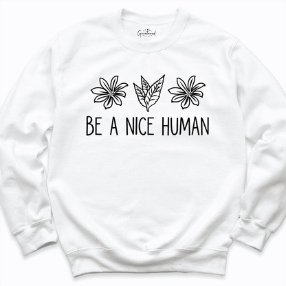 Be a Nice Human Sweatshirt White - Greatwood Boutique