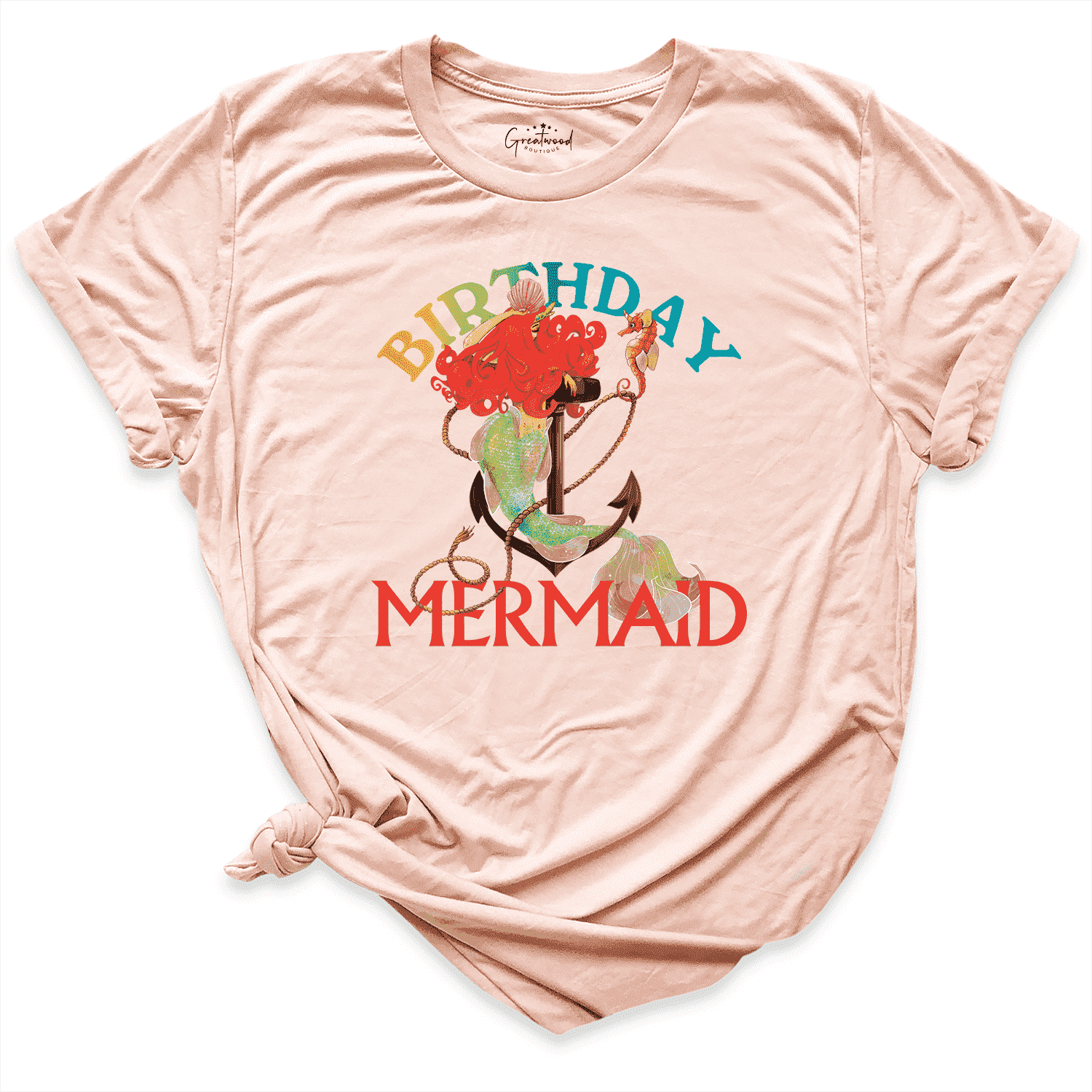 Birthday Mermaid Shirt Peach - Greatwood Boutique
