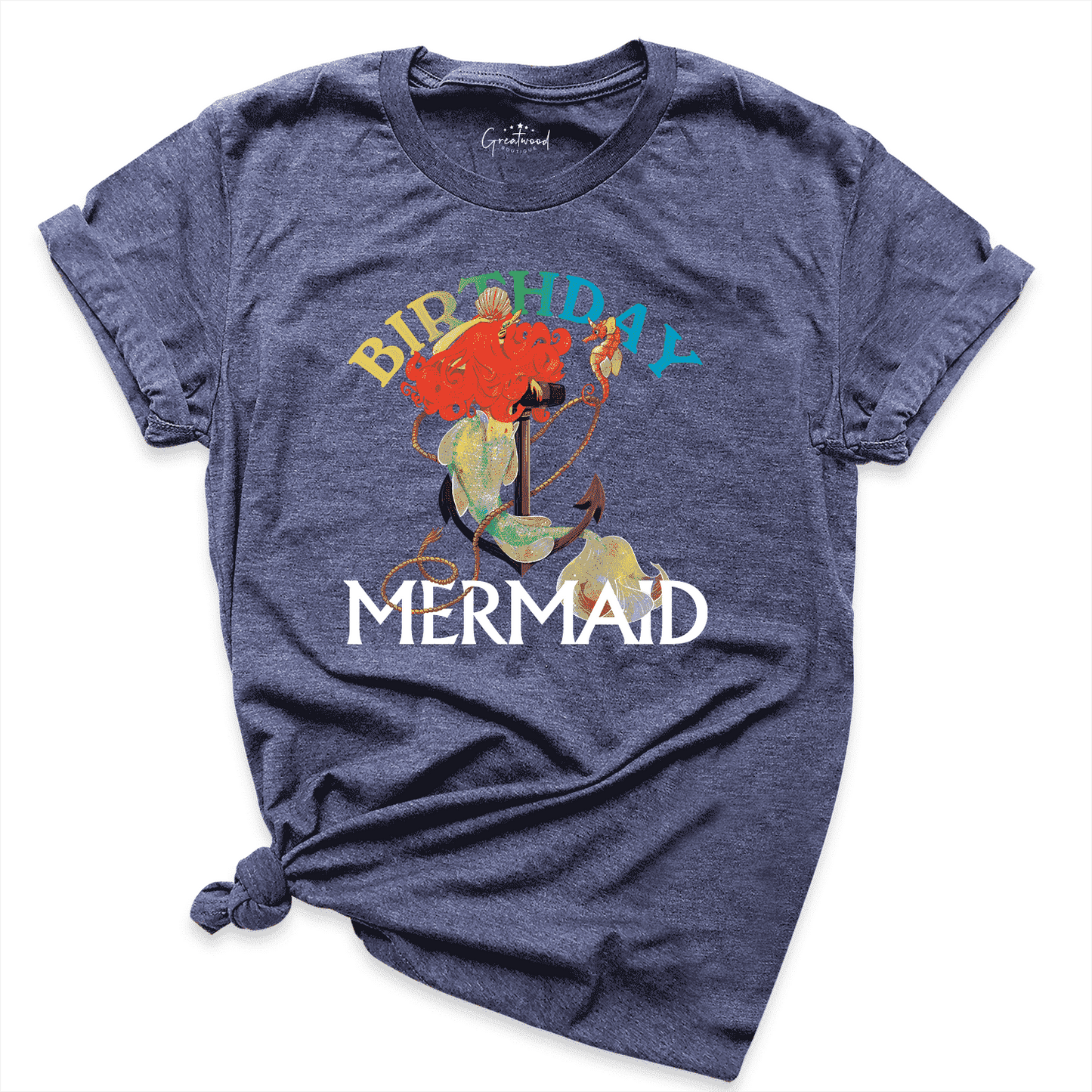Birthday Mermaid Shirt Navy - Greatwood Boutique
