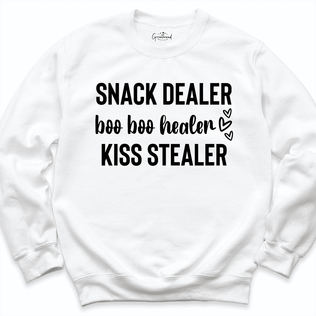 Snack Dealer BooBoo Healer Kiss Stealer Sweatshirt White - Greatwood  Boutique