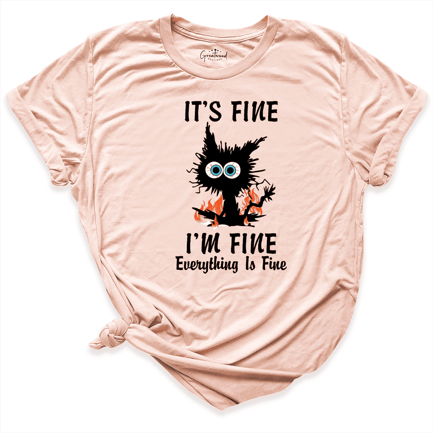 It’s Fine I’m Fine Everything Is Fine Shirt Peach - Greatwood Boutique
