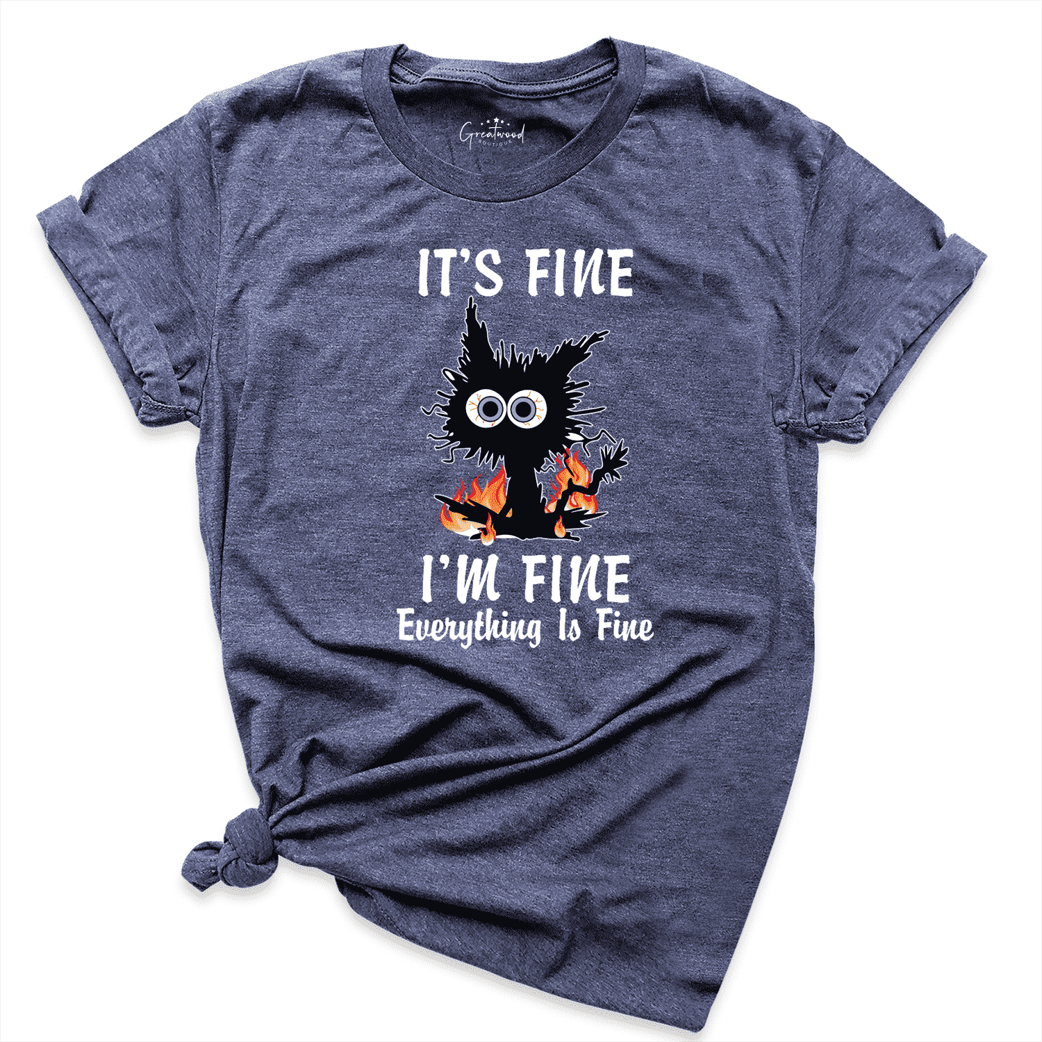 It’s Fine I’m Fine Everything Is Fine Shirt Navy - Greatwood Boutique