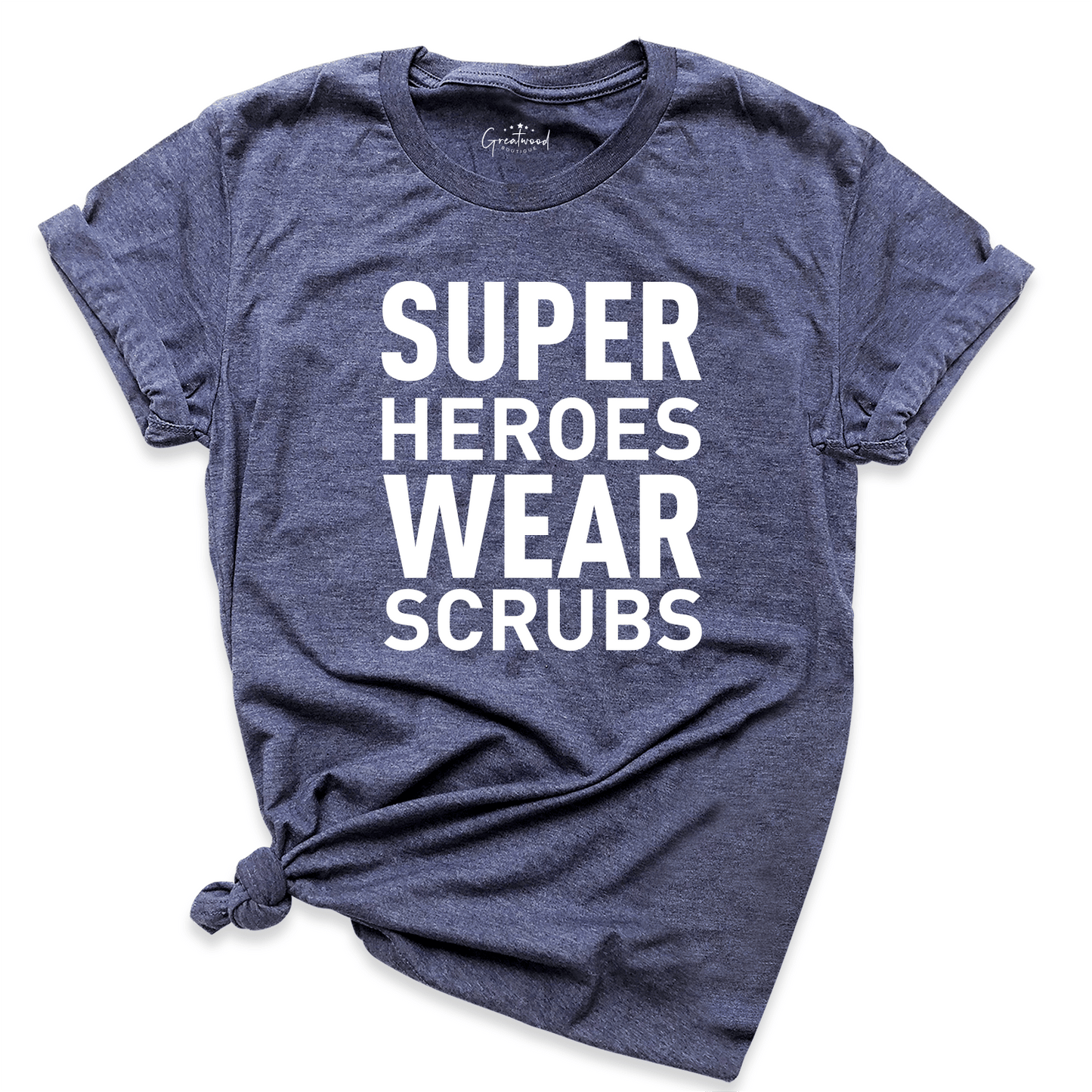 Super Hero Wears Scrubs Shirt Navy - Greatwood Boutique