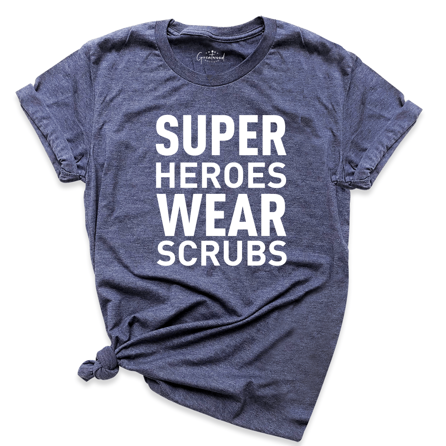 Super Hero Wears Scrubs Shirt Navy - Greatwood Boutique