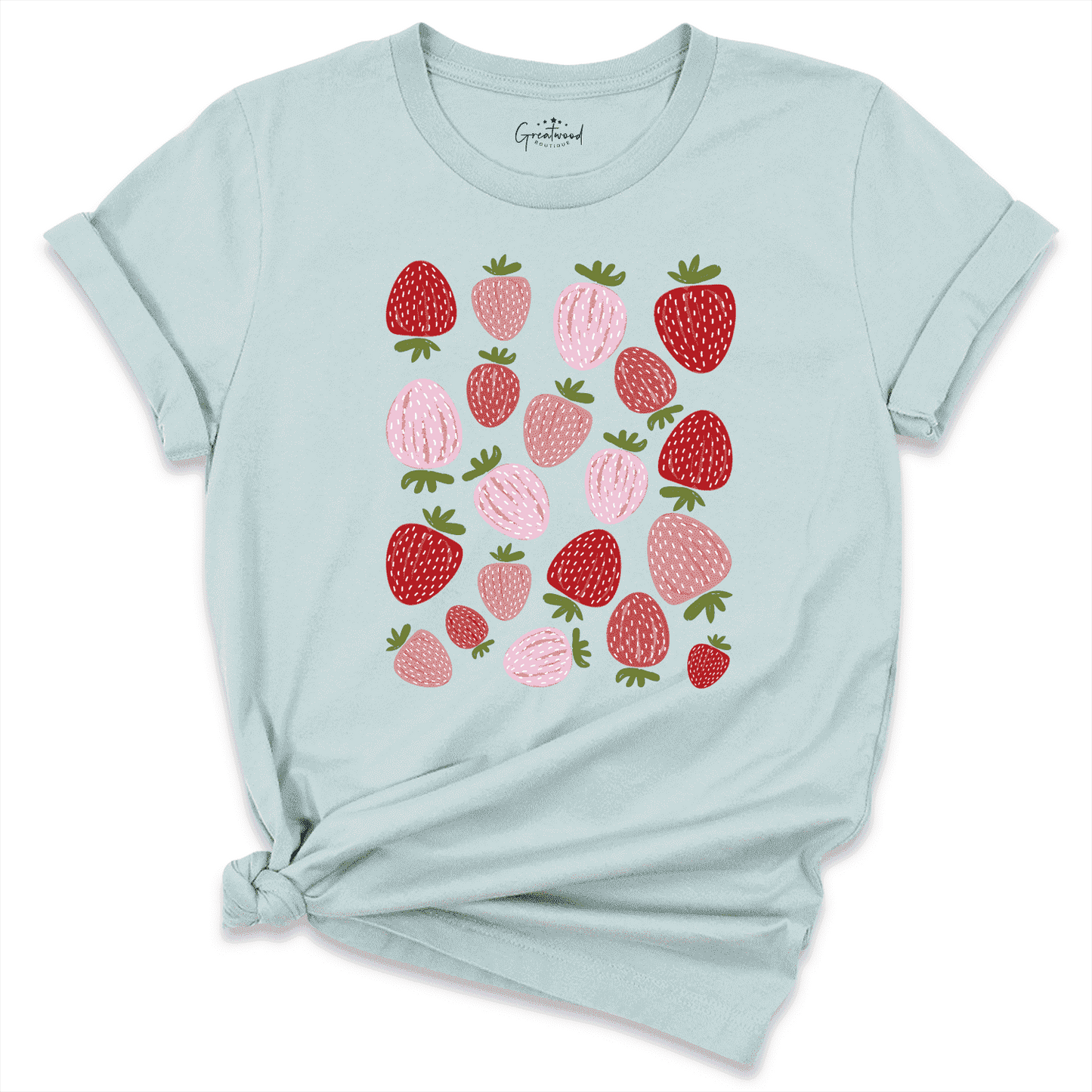 Strawberries Shirt Blue- Greatwood Boutique