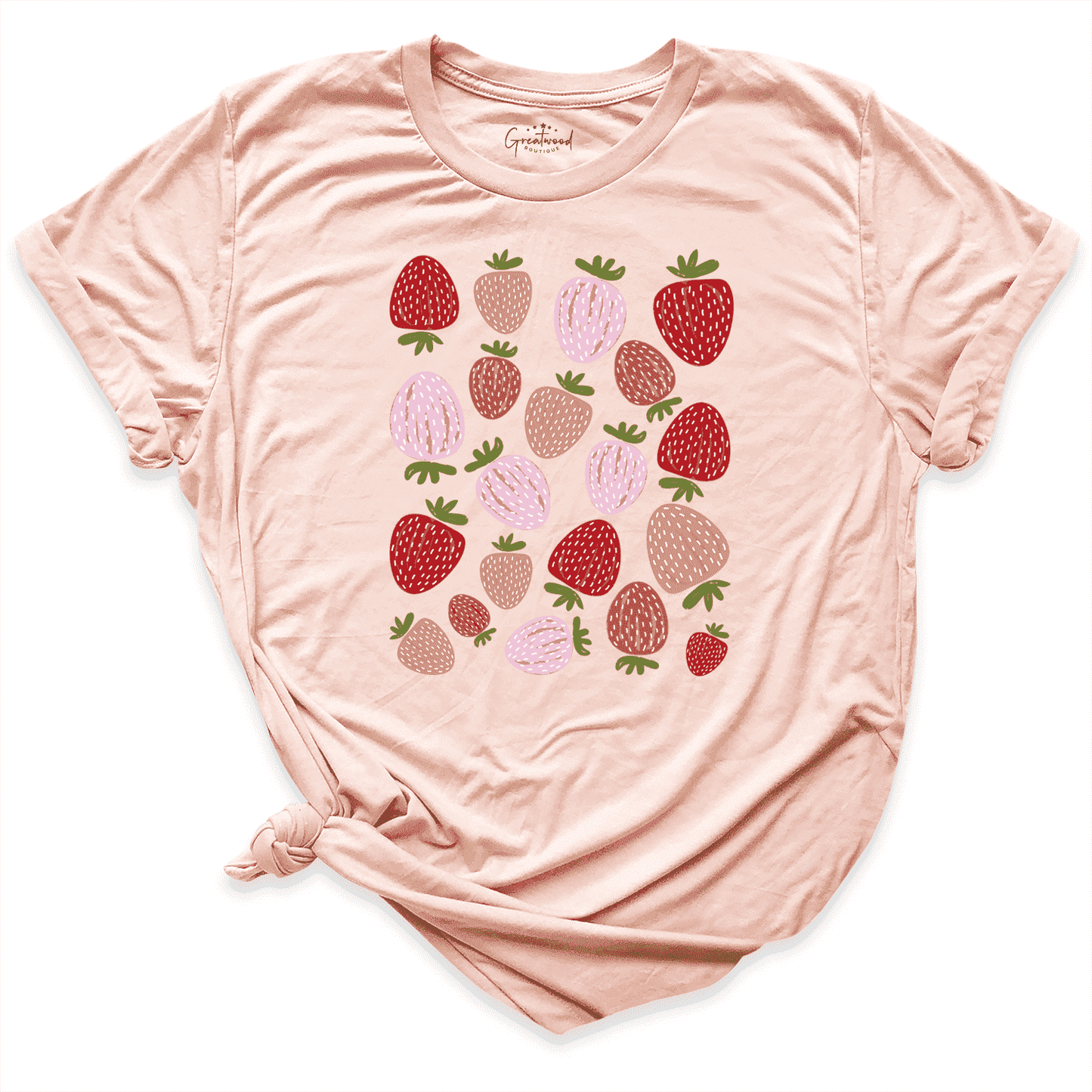 Strawberries Shirt Peach- Greatwood Boutique