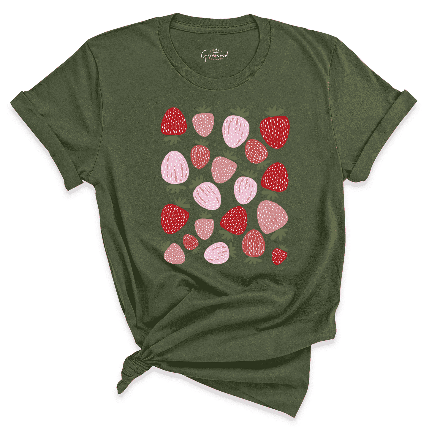 Strawberries Shirt Green - Greatwood Boutique