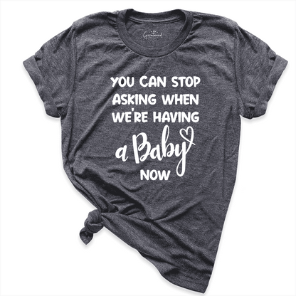You Can Stop Asking When We're Having a Baby Now Shirt D.Grey - Greatwood Boutique