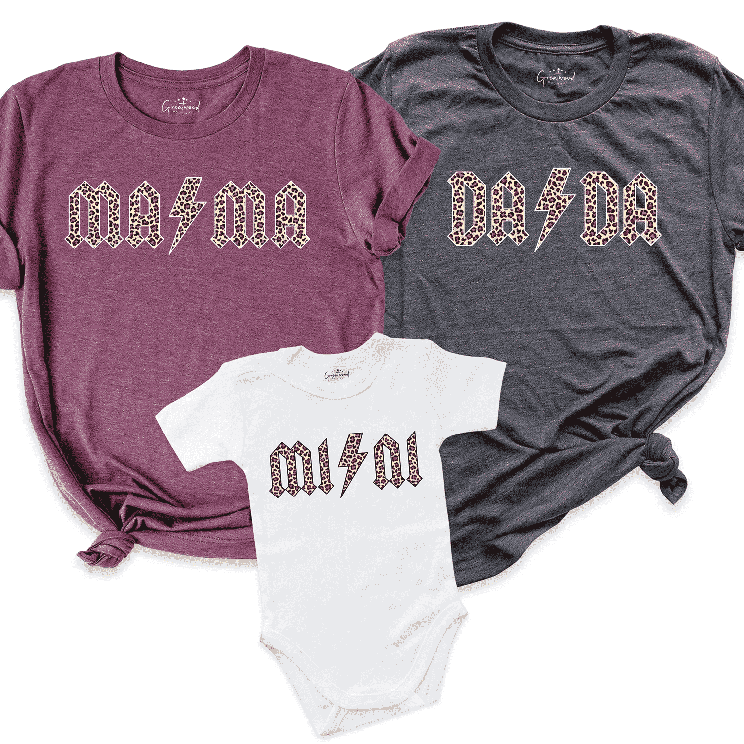 Leopard Mama Dada Mini Shirt Maroon - Greatwood Boutique