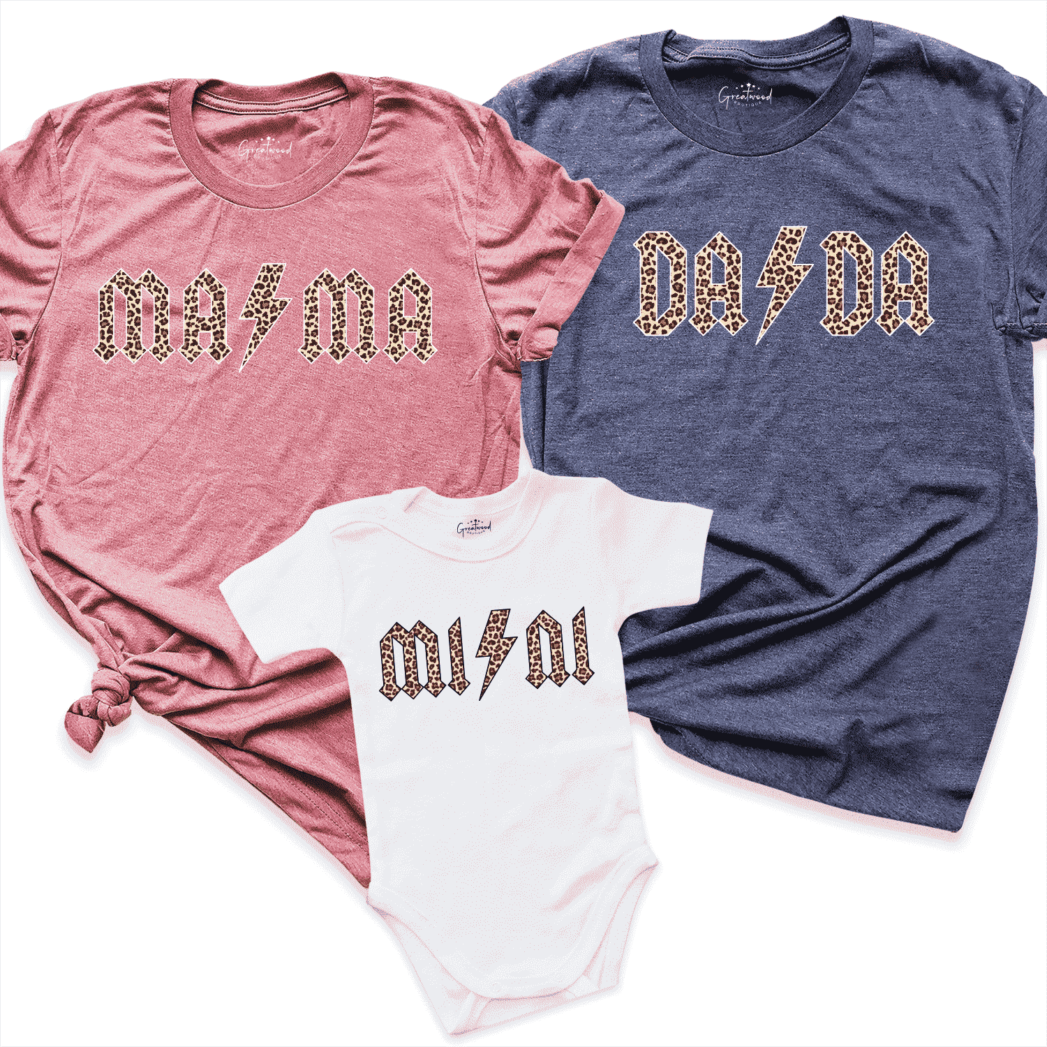 Leopard Mama Dada Mini Shirt Mauve - Greatwood Boutique
