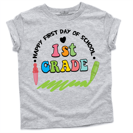 Happy First Day Of School 1st Grade Shirt Grey - Greatwood Boutique